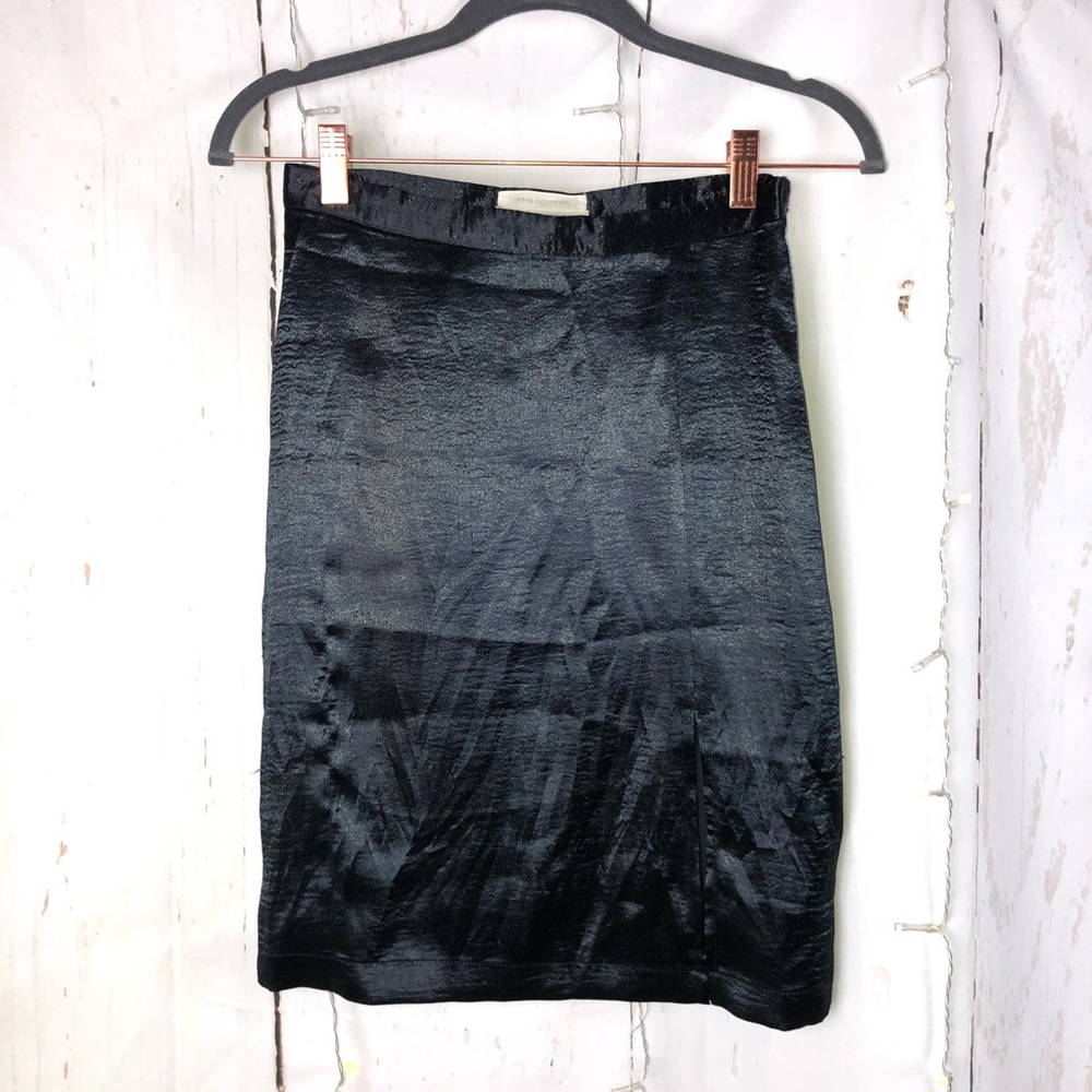 Black Silk Skirt with Side Slit